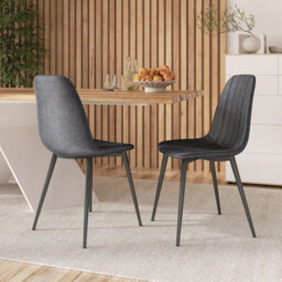 Urbn-Living Urbnliving Anti Stain Velvet Dining Chairs Padded Seat Metal Legs For Kitchen Office, 6Xdark Grey - thumbnail 5