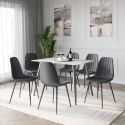 Urbn-Living Urbnliving Anti Stain Velvet Dining Chairs Padded Seat Metal Legs For Kitchen Office, 6Xdark Grey - thumbnail 4