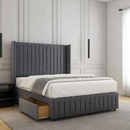 REGIONAL FURNISHINGS Divan Bed Set Steel Plush Velvet Upholstered 54Inch Headboard & Footboard 2Drawers Footend & No Mattress In 4Ft 4Ft6 5Ft 6Ft - thumbnail 2