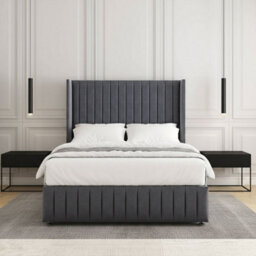REGIONAL FURNISHINGS Divan Bed Set Steel Plush Velvet Upholstered 54Inch Headboard & Footboard 2Drawers Footend & No Mattress In 4Ft 4Ft6 5Ft 6Ft - thumbnail 3