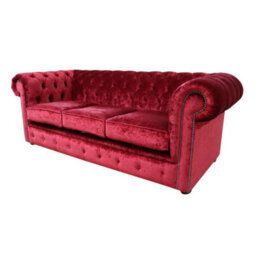 Chesterfield Handmade 3 Seater Sofa Settee Modena Pillarbox Velvet Fabric In Classic Style - thumbnail 3