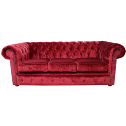 Chesterfield Handmade 3 Seater Sofa Settee Modena Pillarbox Velvet Fabric In Classic Style - thumbnail 1