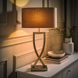 Valuelights Katniss Large Silver Chrome Metal Bedside Table Lamp With A Grey Oval Fabric Lampshade - Bulb Included - thumbnail 3
