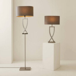 Valuelights Katniss Large Silver Chrome Metal Bedside Table Lamp With A Grey Oval Fabric Lampshade - Bulb Included - thumbnail 7