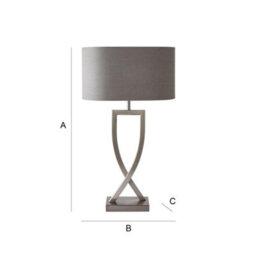 Valuelights Katniss Large Silver Chrome Metal Bedside Table Lamp With A Grey Oval Fabric Lampshade - Bulb Included - thumbnail 9
