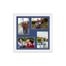 AK Frames 12X12 White Modern Multi Photo Frame With Blue Mount - Holds 4 Apertures (4X) 6X4 Photos - thumbnail 1