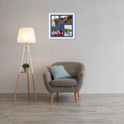 AK Frames 12X12 White Modern Multi Photo Frame With Blue Mount - Holds 4 Apertures (4X) 6X4 Photos - thumbnail 3