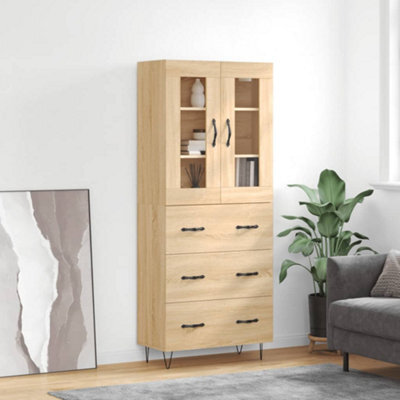 Berkfield Highboard Sonoma Oak 69.5X34X180 Cm Engineered Wood - image 1
