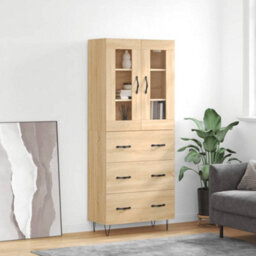 Berkfield Highboard Sonoma Oak 69.5X34X180 Cm Engineered Wood - thumbnail 1