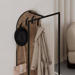 Fwstyle Dark Oak Hallway Coat Rack With Shoe Storage - thumbnail 2