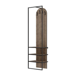 Fwstyle Dark Oak Hallway Coat Rack With Shoe Storage - thumbnail 4