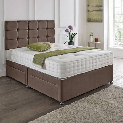 Dining Tables Rio Matching Headboard Divan Set, 2 Drawer On Same Side With Sprung 1500 Comfort Mattress - Double - image 1