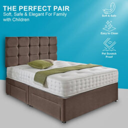 Dining Tables Rio Matching Headboard Divan Set, 2 Drawer On Same Side With Sprung 1500 Comfort Mattress - Double - thumbnail 2