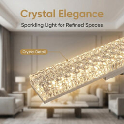 24W Led Crystal Long Strip Ceiling Light With E27 Base Pure White - thumbnail 3