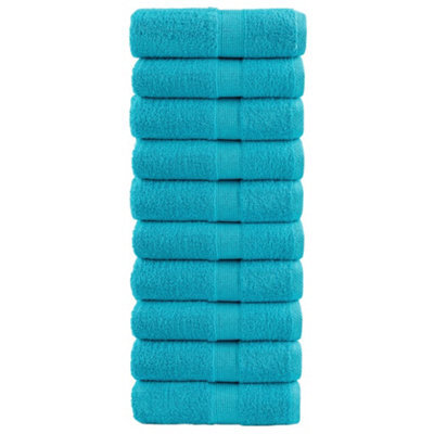 Berkfield Premium Guest Towels Solund 10 Pcs Turquoise 30X50 Cm 600 Gsm - image 1