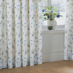 Wylder Nature Meadow Room Darkening 100% Cotton Pencil Pleat Curtain Pair White/cornflower (W)229Cm X (D)229Cm - thumbnail 3