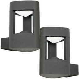 2 Pack Ip44 Outdoor Led Lamp Textured Grey Triangle Wall Light Porch Door Open