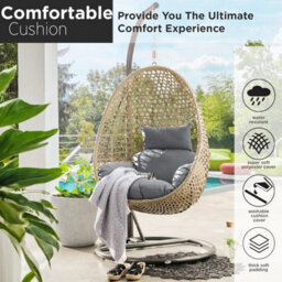 istyle mode Dark Grey Replacement Cushion For Swing Egg Chair, 5 Pieces Water-Resistant Hanging Basket Swing Chair Cushion - thumbnail 6