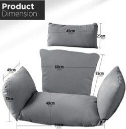 istyle mode Dark Grey Replacement Cushion For Swing Egg Chair, 5 Pieces Water-Resistant Hanging Basket Swing Chair Cushion - thumbnail 2