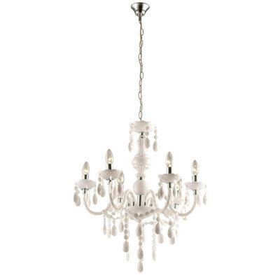 Luminosa Lighting Luminosa Cuimbra I White Chandelier Chrome Candle 6X E14 - image 1