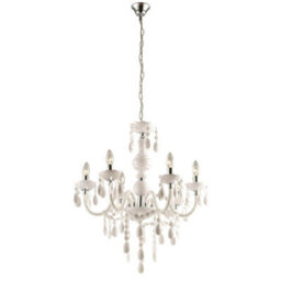 Luminosa Lighting Luminosa Cuimbra I White Chandelier Chrome Candle 6X E14