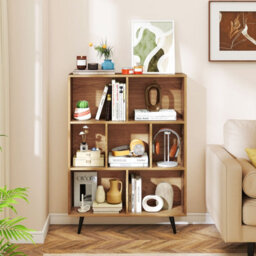 Gainoom 7-Cube Natural Bookcase Mid Century Modern Storage Organizer - thumbnail 3