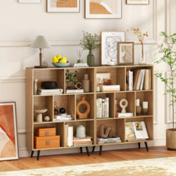 Gainoom 7-Cube Natural Bookcase Mid Century Modern Storage Organizer - thumbnail 5