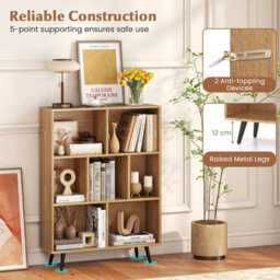 Gainoom 7-Cube Natural Bookcase Mid Century Modern Storage Organizer - thumbnail 7