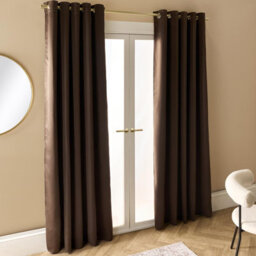 "Ohs Essentials Eyelet Blackout Thermal Curtain Pair, Brown - 90 X 90""" - thumbnail 2