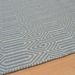 Teal Handmade Modern Wool Easy To Clean Geometric Rug For Dining Room Bedroom And Living Room-120Cm X 170Cm - thumbnail 3