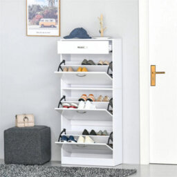 High Gloss Shoe Cabinet W/ 4 Drawers Shoe Storage Organizer For 18 Pairs - thumbnail 6