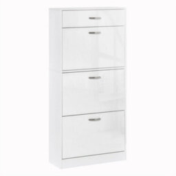 High Gloss Shoe Cabinet W/ 4 Drawers Shoe Storage Organizer For 18 Pairs - thumbnail 1