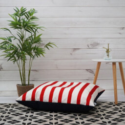 rucomfy Beanbags Rucomfy Indoor Or Outdoor Nautical Stripe Floor Cushion Bean Bag - Large Red Garden Seat - thumbnail 2