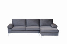 Eco Living Ravenna Velvet Sectional Corner Right Hand Facing Sofa In Grey - thumbnail 3