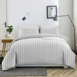 Ameha White Striped Microfibre Bedding Set Super King, Reversible & Breathable Duvet Cover, Fitted Sheet & Pillowcases - thumbnail 7