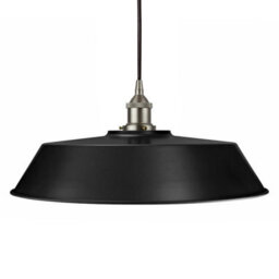Matt Black Large Chancery Painted Dome Pendant Light With Brushed Chrome Lamp Holder And Black Round Cable - Se Home - thumbnail 1