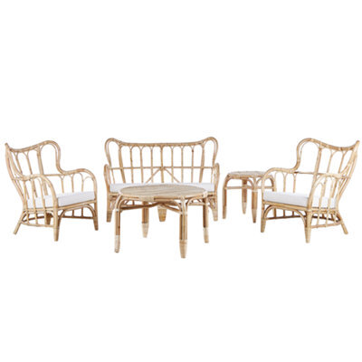 Beliani Garden Lounge Set With Table 4 Seater Brindisi Rattan Natural - image 1