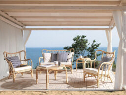 Beliani Garden Lounge Set With Table 4 Seater Brindisi Rattan Natural - thumbnail 2