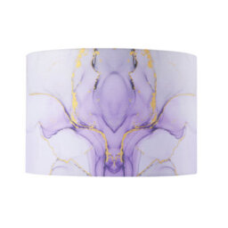 Happy Homewares Designer Drum Lamp Shade In Marble Effect Cotton Fabric In Soft Lilac And Purple - thumbnail 2