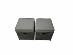 Fimous Rattan Garden Furniture Patio Furniture Sets With Dining Table 2 Small Stools 2 Chair Side Table Dark Grey Mixed - thumbnail 9