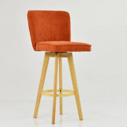 Lakeland Furniture Boden Burnt Orange Fabric Wooden Fixed Leg Bar Stool - thumbnail 4