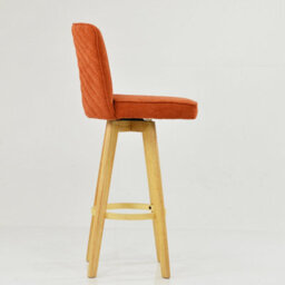 Lakeland Furniture Boden Burnt Orange Fabric Wooden Fixed Leg Bar Stool - thumbnail 5