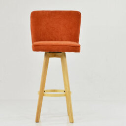 Lakeland Furniture Boden Burnt Orange Fabric Wooden Fixed Leg Bar Stool - thumbnail 3
