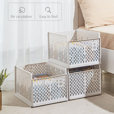 Living And Home Plastic Stackable Clothes Storage Basket Drawer Organizer With Detachable Sorting Divider - image 1