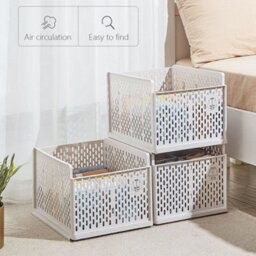 Living And Home Plastic Stackable Clothes Storage Basket Drawer Organizer With Detachable Sorting Divider