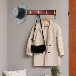 3 Wooden Door Hook Storage Hanging Coat Rack Screw On Wall Mount Hat Brown - thumbnail 2