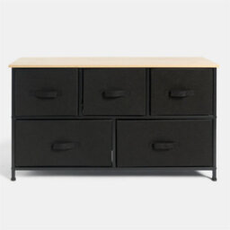 Ohs Brooklyn 5 Chest Of Canvas Drawers Organiser With Wood Top - thumbnail 3