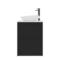 Royal Bathrooms Royal Bathroom Elmore 600mm Matt Nocturne Black Freestanding Bathroom Vanity Unit 2 Drawer Plain White Worktop With Nova Basin - thumbnail 7