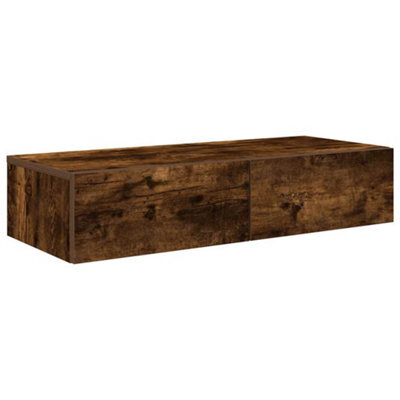Berkfield Durable Wall Shelf With Drawers Smoked Oak 80X33X17 Cm Engineered Wood