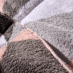 OHS Geometric Teddy Fleece Coverless Duvet Bedding Set 10.5 Tog, Blush - King - thumbnail 5